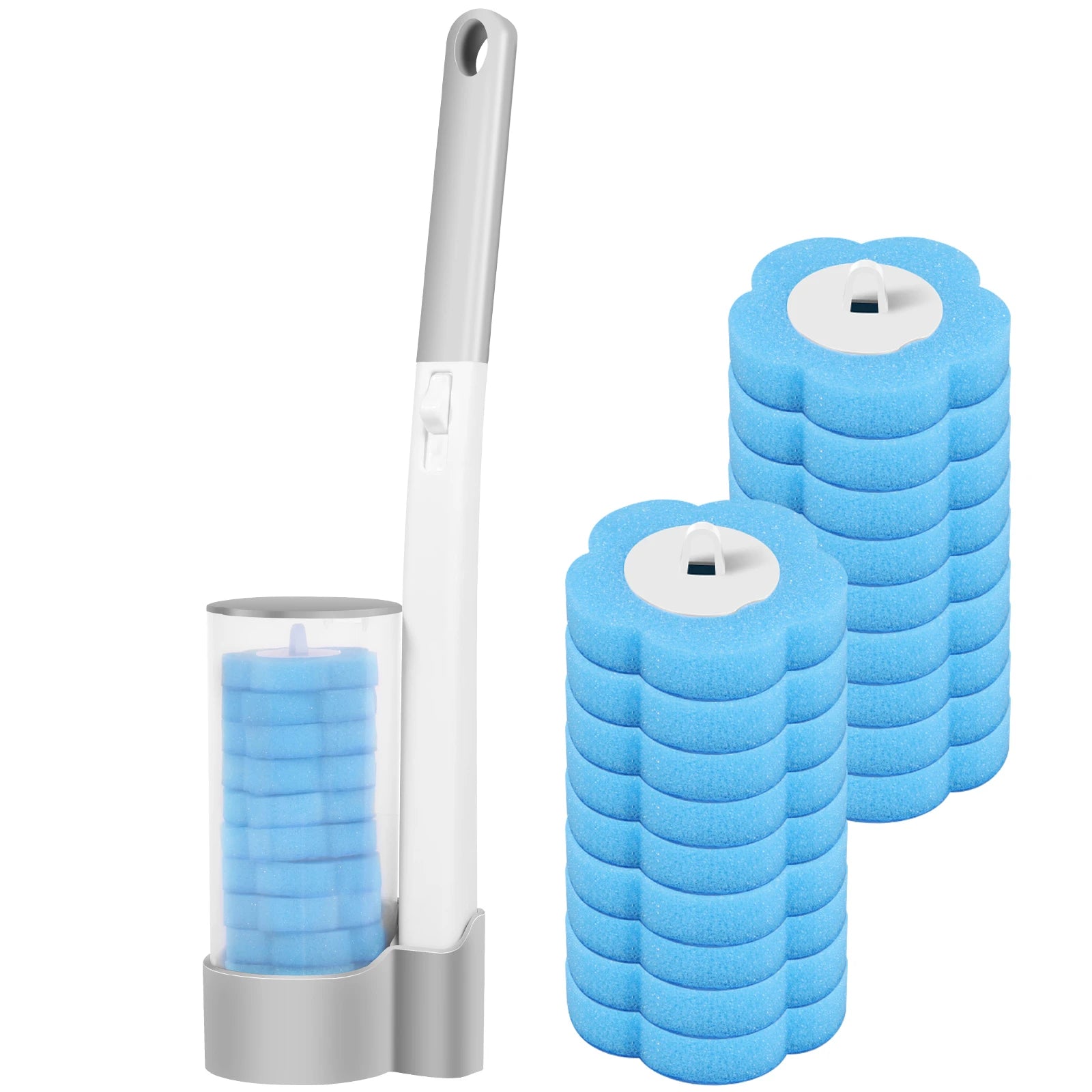 24/36Pcs Disposable Toilet Brush Long Handle Wall-mounted Wc Cleaning Tool Kit with Replaceable Brush Head Bathroom Accessories