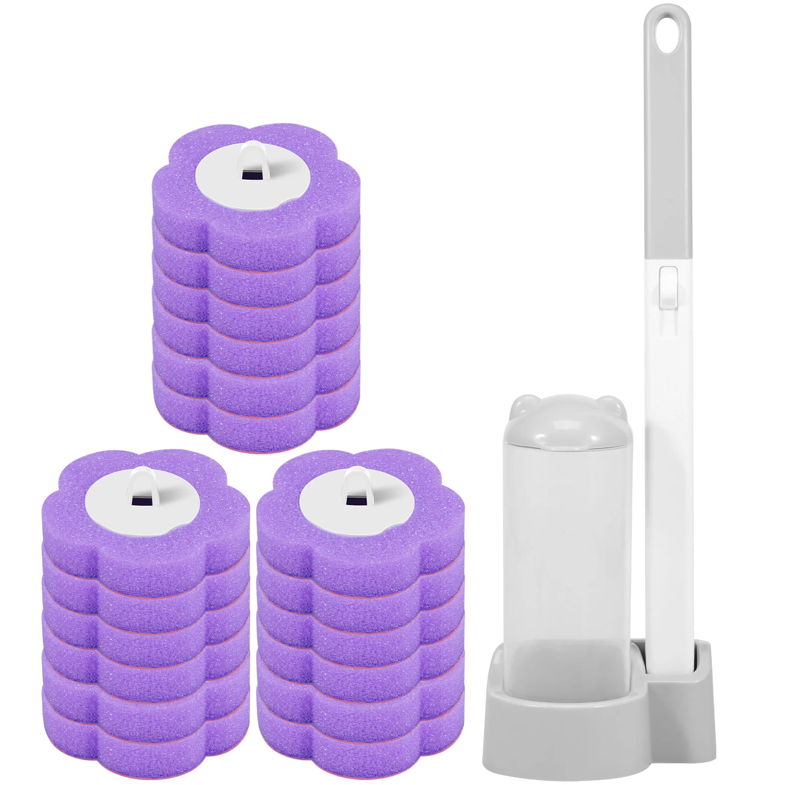 24/36Pcs Disposable Toilet Brush Long Handle Wall-mounted Wc Cleaning Tool Kit with Replaceable Brush Head Bathroom Accessories